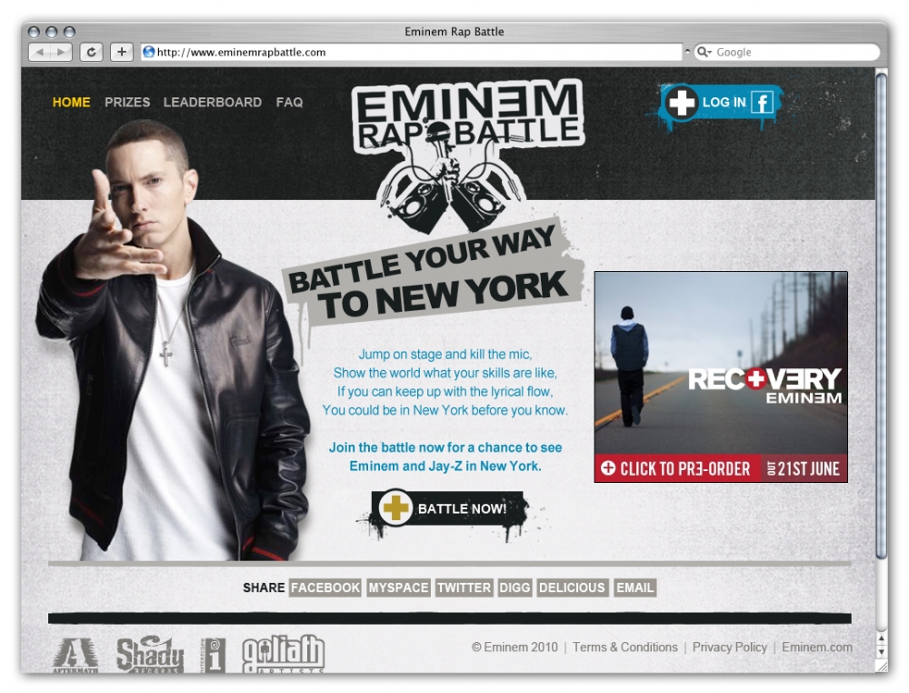 Eminem Rap Battle Home Page